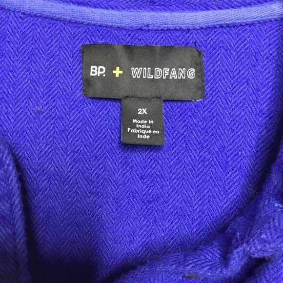 WILDFANG x BP Cobalt Blue Oversized Button Down Shirt 2X Boyfriend Relaxed Fit - Picture 3 of 7